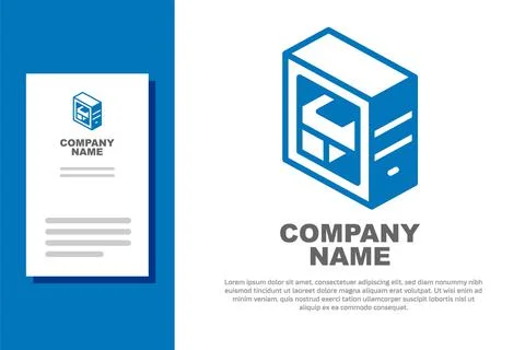 Blue Computer icon isolated on white background. PC component sign. Logo design Stock-Illustration