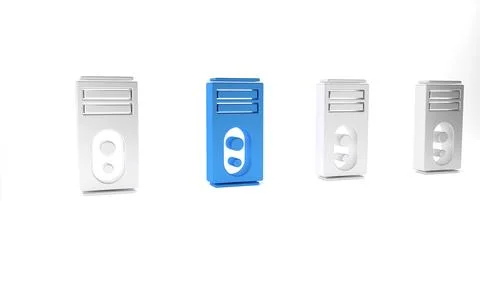 Blue Computer icon isolated on white background. PC component sign. Minimal.. Stock-Illustration