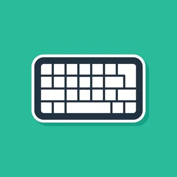Blue Computer keyboard icon isolated on green background. PC component sign Stock-Illustration