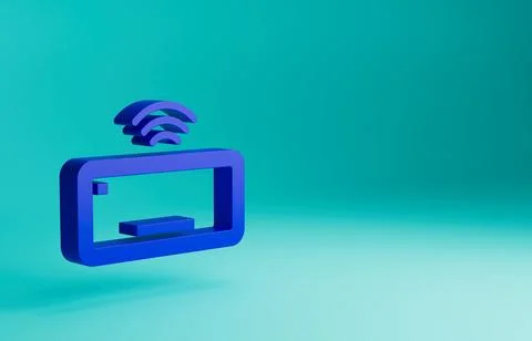 Blue Computer keyboard icon isolated on blue background. PC component sign Stock-Illustration