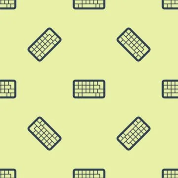 Blue Computer keyboard icon isolated seamless pattern on yellow background... Stock Illustration