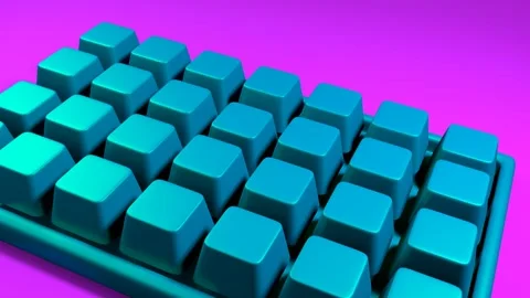 Blue computer keyboard on purple background 3D 4K looping animation Stock Footage 261549250