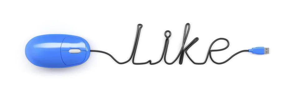 A blue computer mouse and the word like formed by the cable Stock Illustration