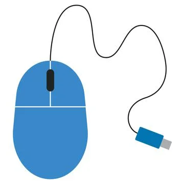 Blue computer mouse with cord 스톡 일러스트