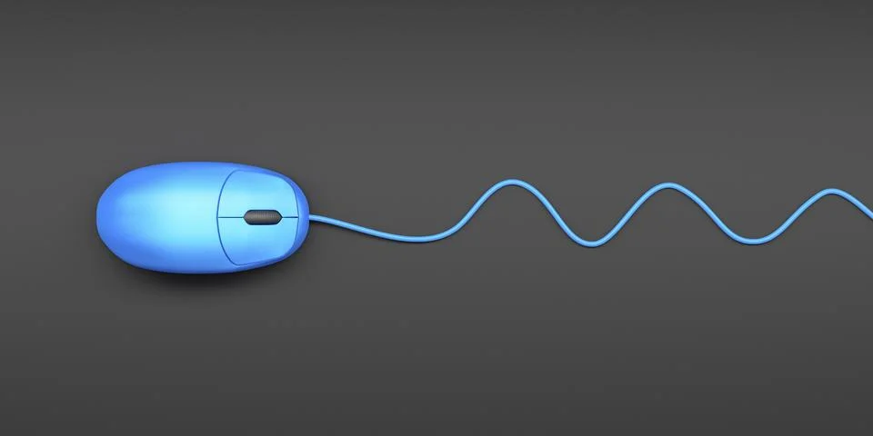 A blue computer mouse on dark background 3d illustration Stock Illustration