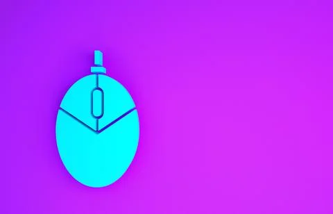 Blue Computer mouse gaming icon isolated on purple background. Optical with w Stock Illustration