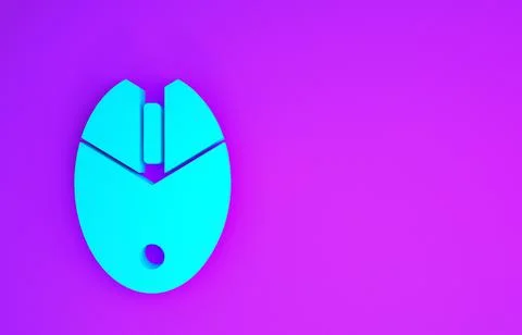 Blue Computer mouse gaming icon isolated on purple background. Optical with w Stock Illustration
