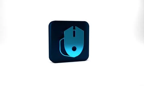 Blue Computer mouse gaming icon isolated on grey background. Optical with wheel Stock Illustration