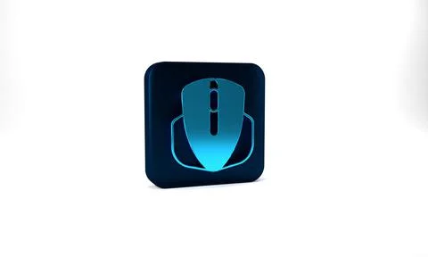 Blue Computer mouse gaming icon isolated on grey background. Optical with wheel Stock Illustration
