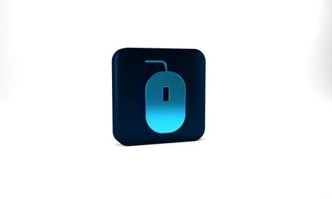 Blue Computer mouse gaming icon isolated on grey background. Optical with wheel Stock Illustration