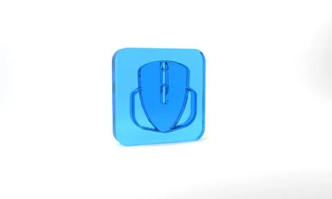 Blue Computer mouse gaming icon isolated on grey background. Optical with wheel Stock Illustration