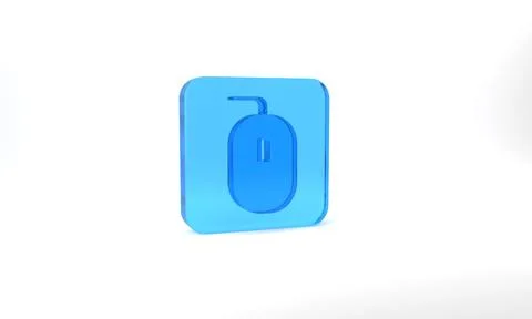 Blue Computer mouse gaming icon isolated on grey background. Optical with wheel Stock Illustration