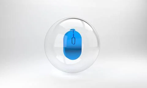 Blue Computer mouse gaming icon isolated on grey background. Optical with whe Stock Illustration