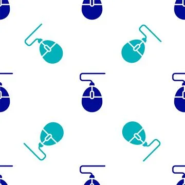 Blue Computer mouse gaming icon isolated seamless pattern on white background Stock Illustration