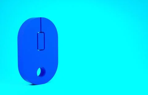 Blue Computer mouse icon isolated on blue background. Optical with wheel symb Stock Illustration