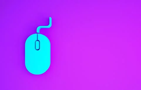 Blue Computer mouse icon isolated on purple background. Optical with wheel sy 스톡 일러스트