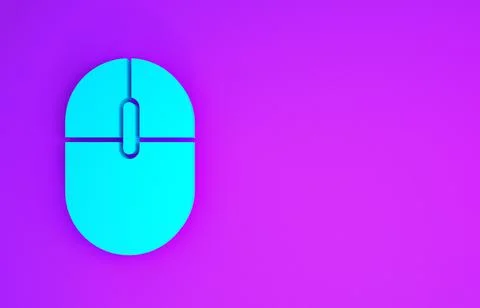 Blue Computer mouse icon isolated on purple background. Optical with wheel sy Illustrazione stock