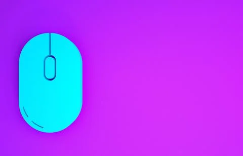 Blue Computer mouse icon isolated on purple background. Optical with wheel sy 스톡 일러스트