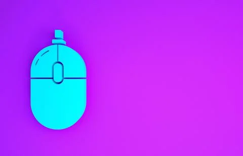 Blue Computer mouse icon isolated on purple background. Optical with wheel sy Stock Illustration