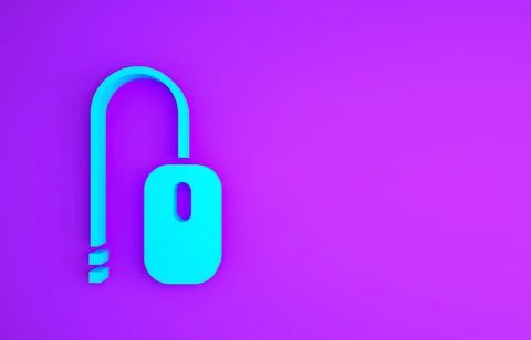 Blue Computer mouse icon isolated on purple background. Optical with wheel sy Stock Illustration
