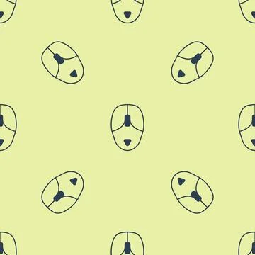 Blue Computer mouse icon isolated seamless pattern on yellow background. Optical Stock Illustration