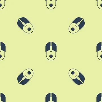 Blue Computer mouse icon isolated seamless pattern on yellow background. Optical Stock Illustration