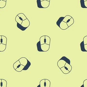 Blue Computer mouse icon isolated seamless pattern on yellow background. Optical Stock Illustration