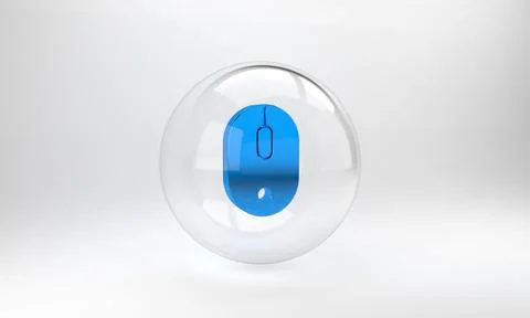 Blue Computer mouse icon isolated on grey background. Optical with wheel symb Stock Illustration