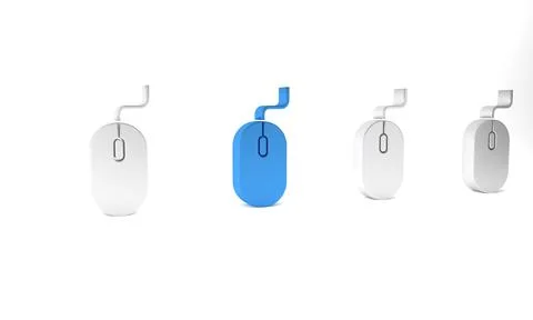 Blue Computer mouse icon isolated on white background. Optical with wheel s.. Stock Illustration