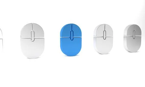 Blue Computer mouse icon isolated on white background. Optical with wheel sym Stock Illustration