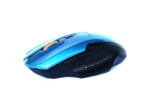 Blue computer mouse on isolated Stock Photos