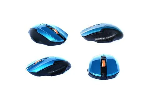 Blue computer mouse on isolated Stock Photos