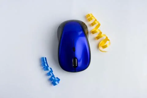 Blue computer mouse isolated on white background Stock Photos