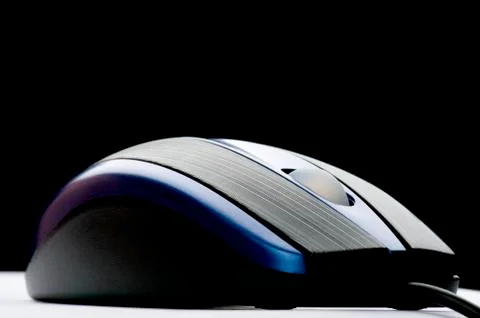 Blue computer mouse macro Stock Photos