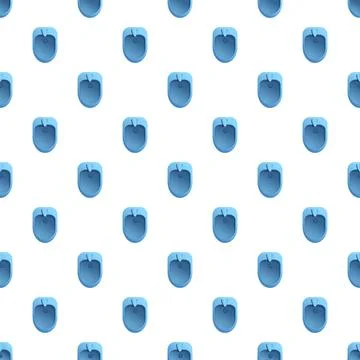 Blue computer mouse seamless pattern on white background 스톡 일러스트