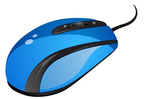 Blue computer mouse vector illustration 스톡 일러스트