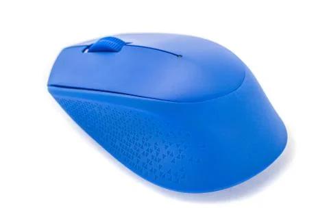 Blue computer mouse on white background studio shoot Stock Photos