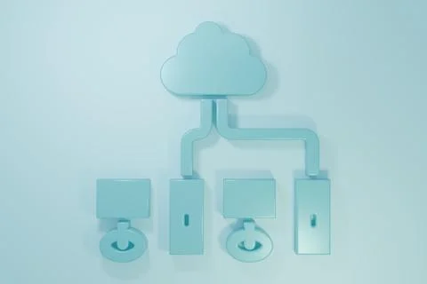 Blue Computer network icon isolated on blue background. Laptop network. Int.. Stock Illustration