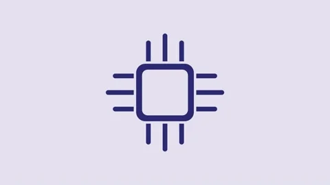 Blue Computer processor with microcircuits CPU icon isolated on purple Stock Footage 232799550
