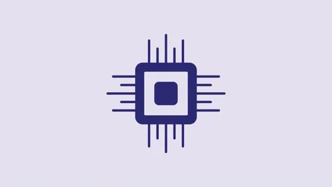 Blue Computer processor with microcircuits CPU icon isolated on purple Stock Footage 232869896