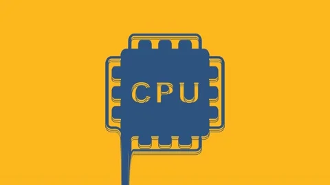 Blue Computer processor with microcircuits CPU icon isolated on orange Stock Footage 234024625