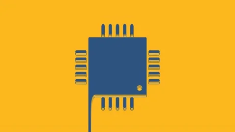 Blue Computer processor with microcircuits CPU icon isolated on orange Stock Footage 234719165
