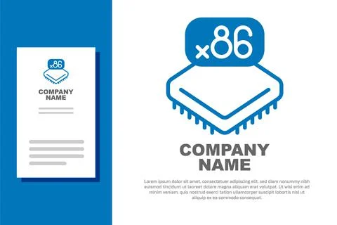 Blue Computer processor with microcircuits CPU icon isolated on white background Stock Illustration