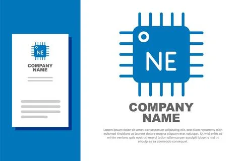 Blue Computer processor with microcircuits CPU icon isolated on white background Stock Illustration