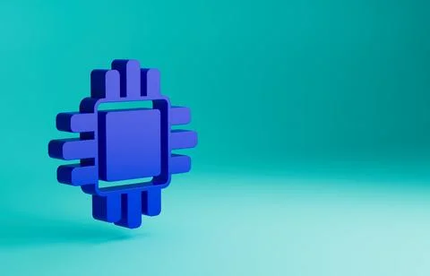 Blue Computer processor with microcircuits CPU icon isolated on blue background Illustrazione stock
