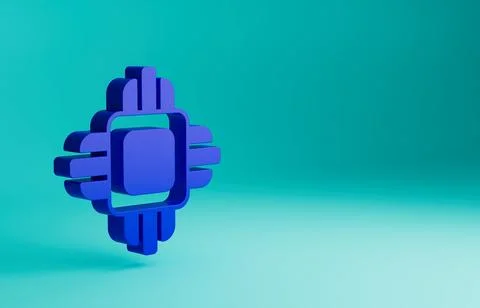 Blue Computer processor with microcircuits CPU icon isolated on blue background 库存插图