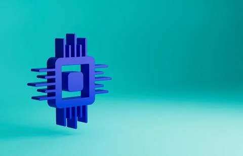 Blue Computer processor with microcircuits CPU icon isolated on blue background Stock Illustration