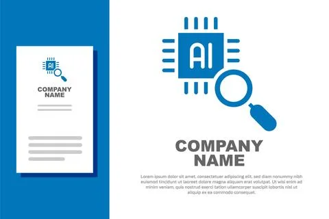 Blue Computer processor with microcircuits CPU icon isolated on white backg.. Illustrazione stock