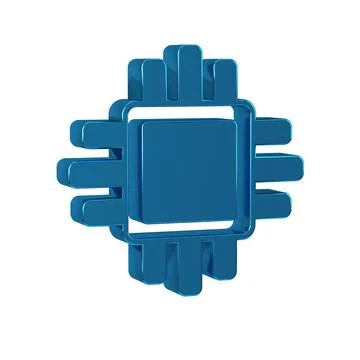 Blue Computer processor with microcircuits CPU icon isolated on transparent.. Illustrazione stock