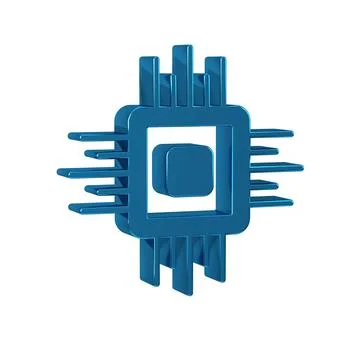 Blue Computer processor with microcircuits CPU icon isolated on transparent.. イラスト素材